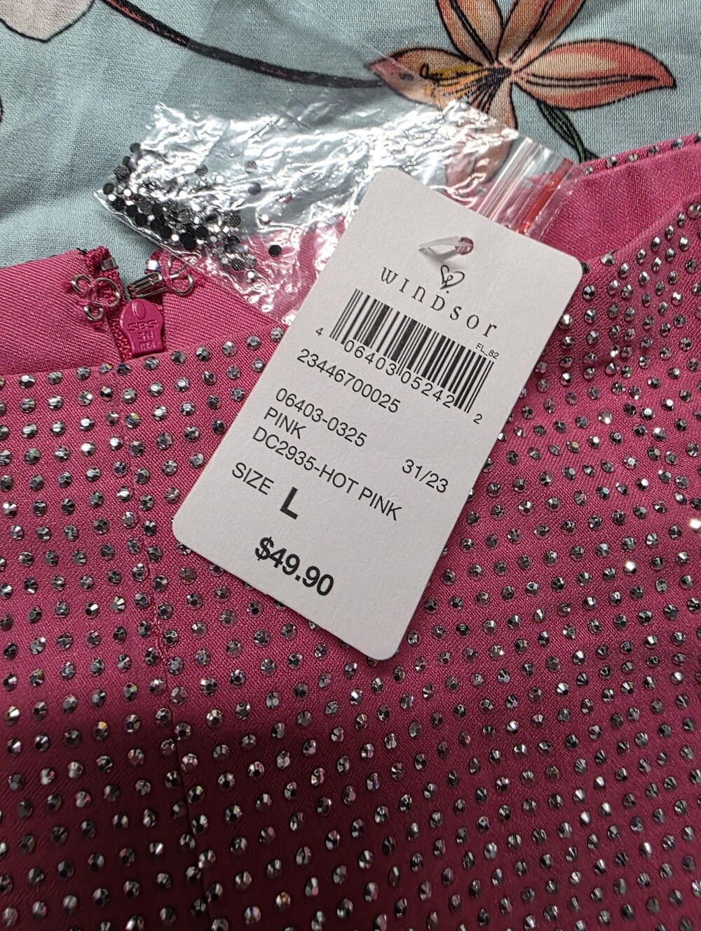 Pink Rhinestone High Waisted Shorts - Picture 3 of 3